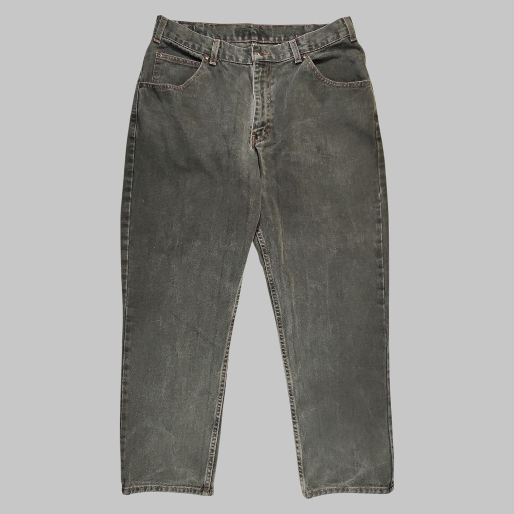 VTG 80s 90s Rigoletto High Rise Jeans Olive Green Faded Black Mud Wash Size 36
